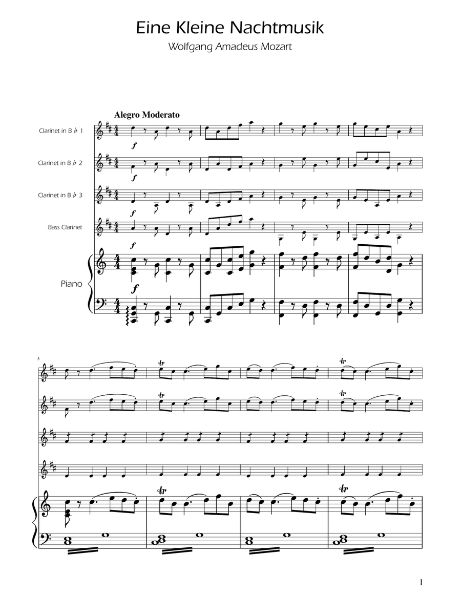 Mozart: Eine Kleine Nachtmusik (K.525) - Clarinet Quartet