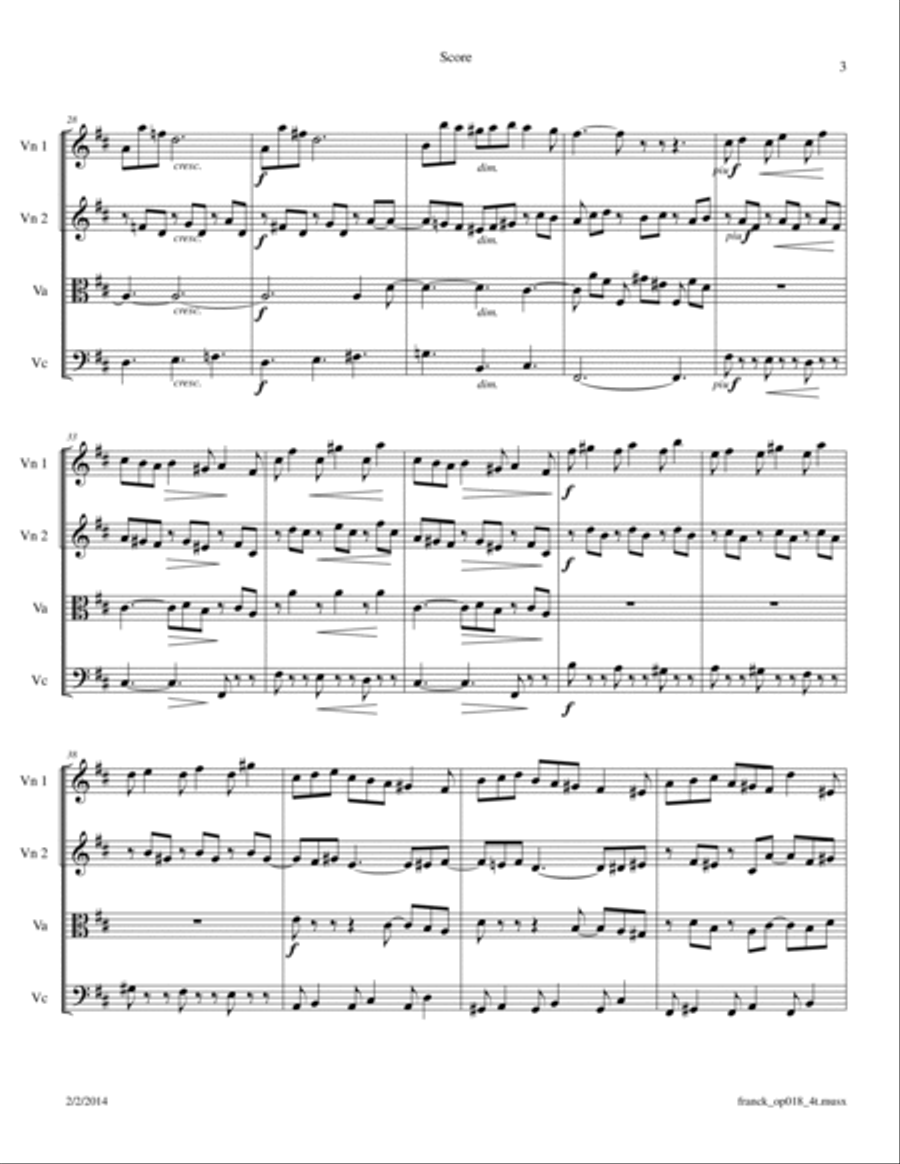 Franck: Prelude, Fugue and Variation Op. 18 for String Quartet String Quartet scores gallery preview page 3