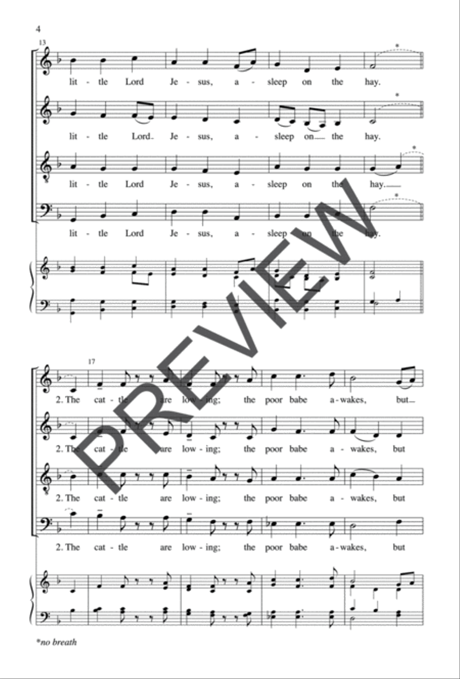 Away in a Manger 4-Part scores gallery preview page 4