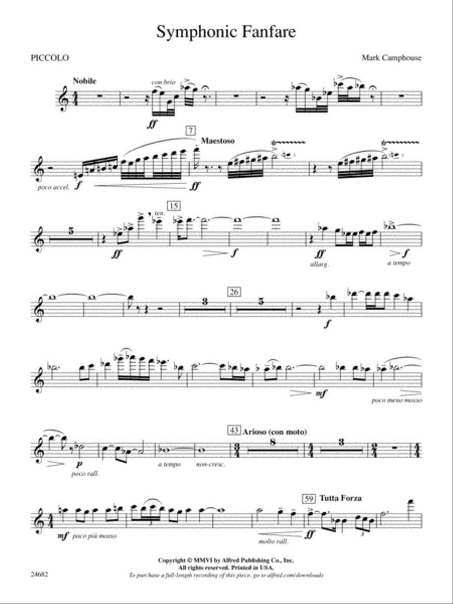 Symphonic Fanfare: Piccolo Concert Band scores gallery preview page 1