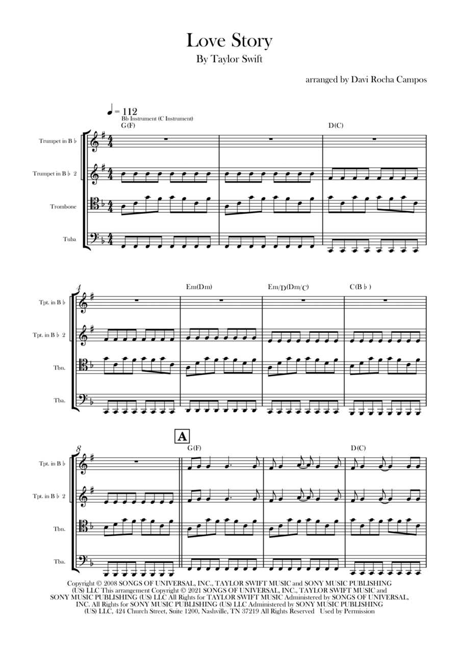 Love Story Love Story Brass Quartet scores gallery preview page 1