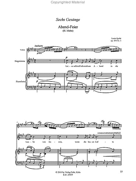 Sechs Gesänge mit Begleitung von Violine und Pianoforte op. 154
