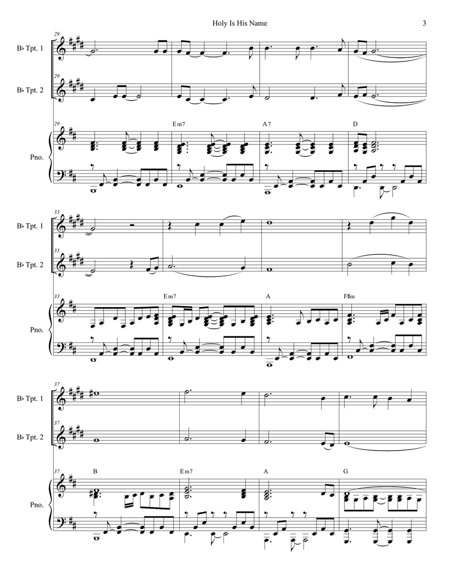 Holy Is His Name Trumpet Duet scores gallery preview page 3