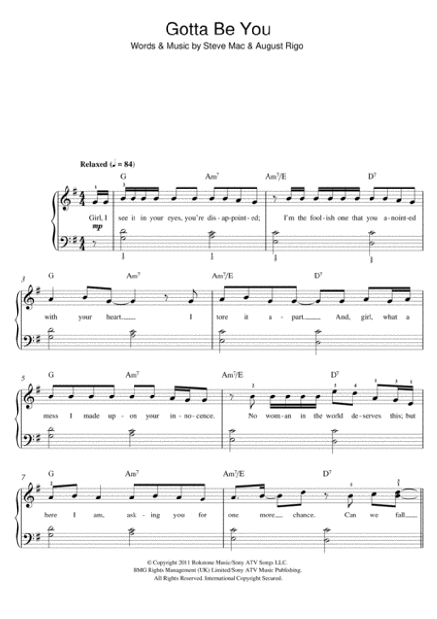 Gotta Be You Piano scores gallery preview page 1
