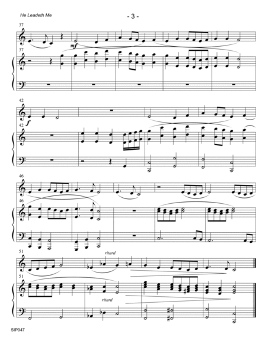 HE LEADETH ME - SOLO (or group) for any Orchestra Instrument! Piano accompaniment Piano scores gallery preview page 3