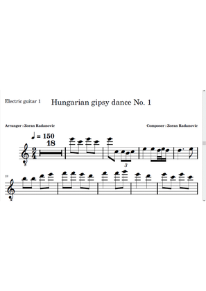 Hungarian gipsy dance No. 1 - for guitar quartet
