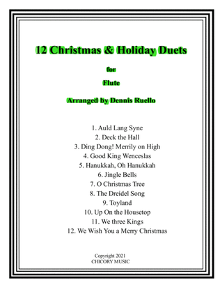 Book cover for 12 Christmas & Holiday Duets for Flute