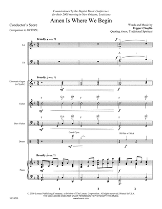Amen Is Where We Begin - Rhythm and Electronic Organ Score and Parts