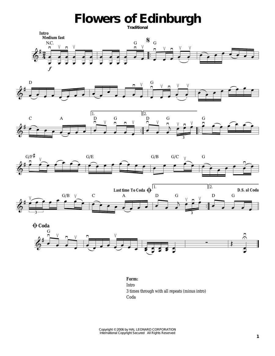 Flowers Of Edinburgh Violin Solo scores gallery preview page 1