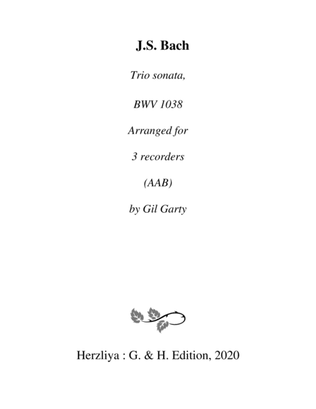 Book cover for Trio sonata, BWV 1038 (arrangement for 3 recorders)