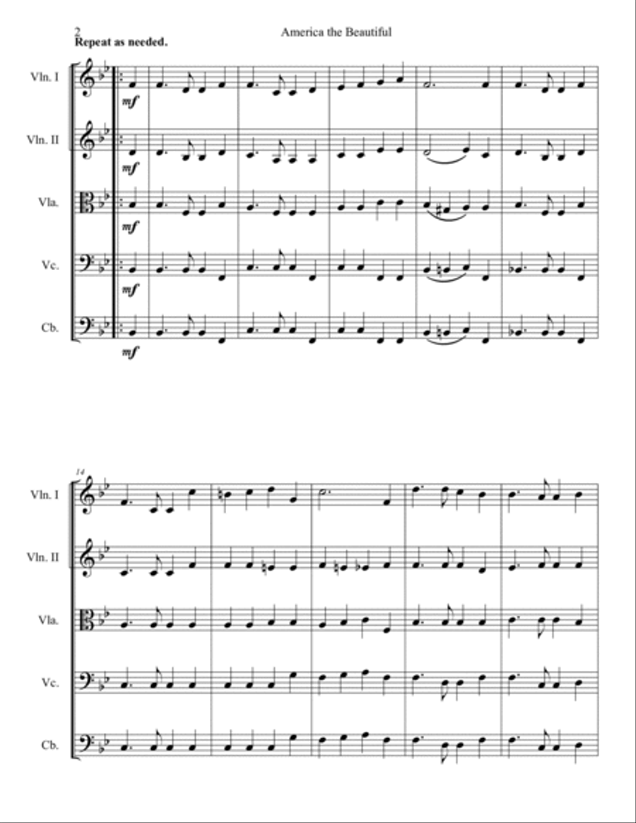 America the Beautiful String Orchestra scores gallery preview page 4