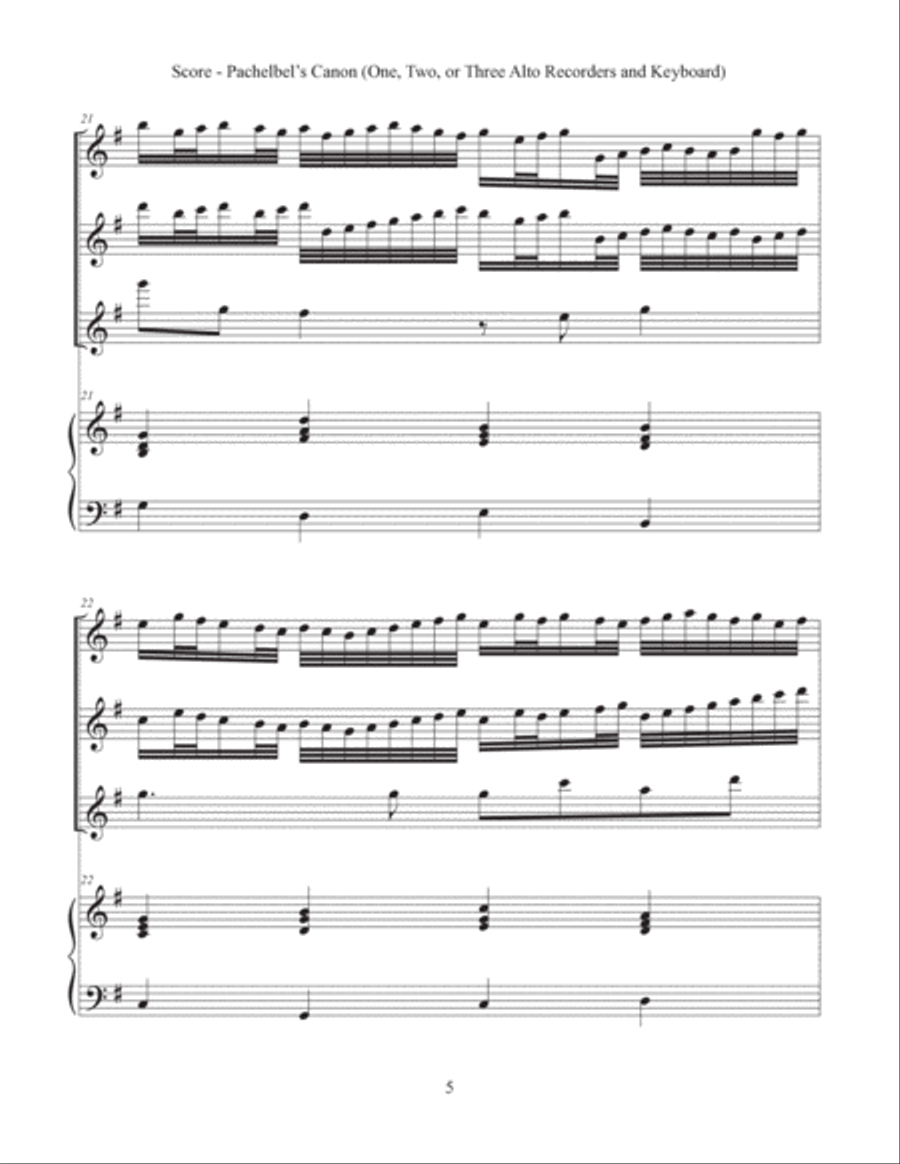 Canon (Alto Recorder and Keyboard) Bassoon scores gallery preview page 6