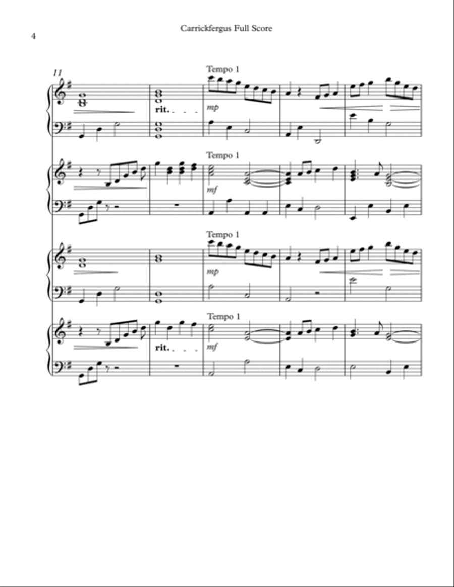 Carrickfergus - Conductor Score Pedal Harp scores gallery preview page 4