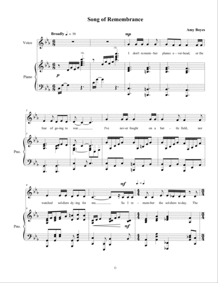 Song of Remembrance Voice scores gallery preview page 1