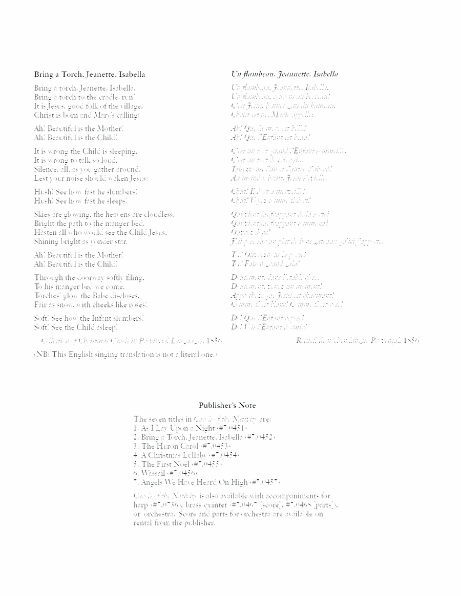 Carols of the Nativity: 2. Bring a Torch, Jeannette, Isabella (Un Flambeau) 4-Part scores gallery preview page 1