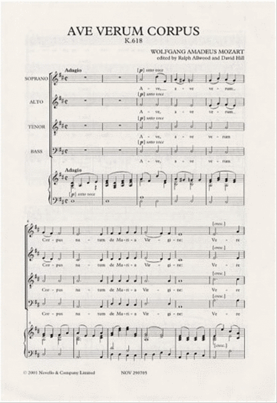Mozart Ave Verum Corpus Satb 4-Part scores gallery preview page 1