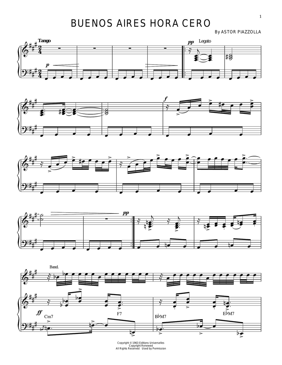 Buenos Aires Hora Cero Piano Solo scores gallery preview page 1