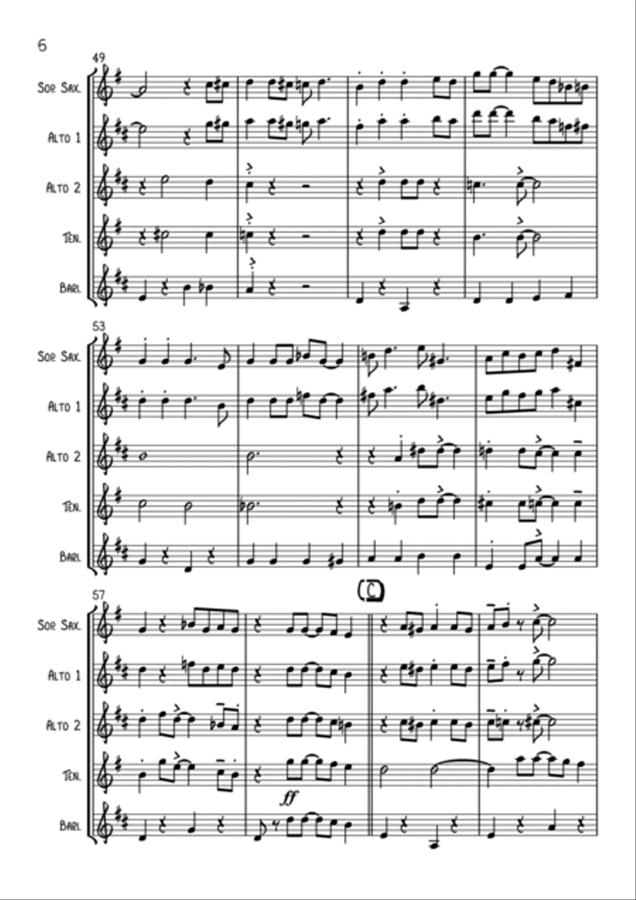 The Bare Necessities Saxophone Quartet scores gallery preview page 6