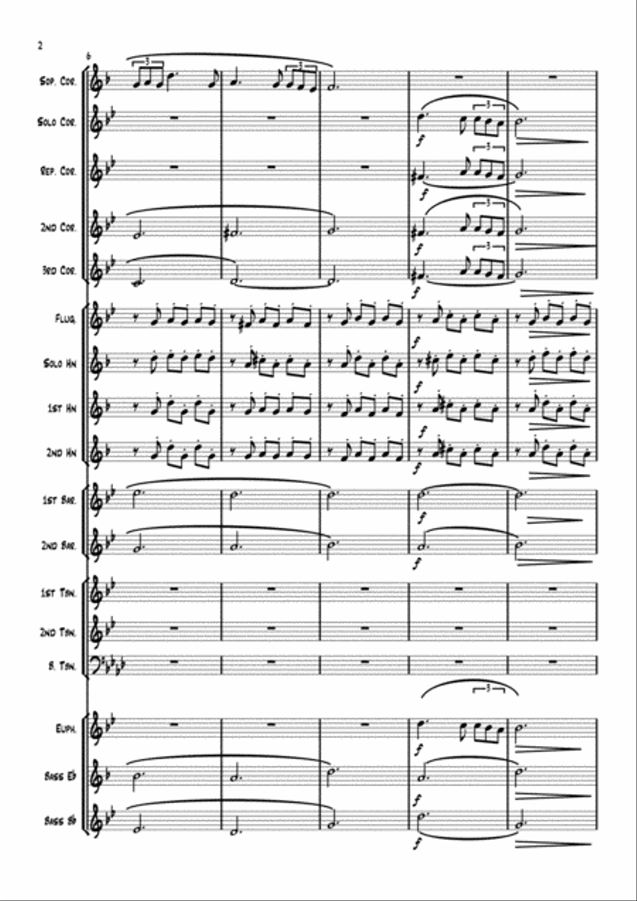 Schubert's Serenade in Dm. For Soprano Eb cornet and brass band. Brass Band scores gallery preview page 2