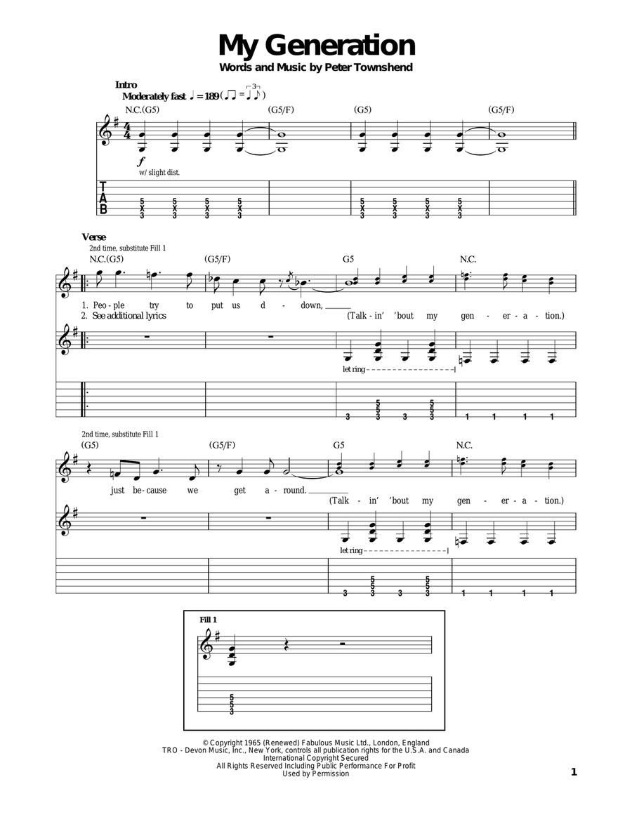 My Generation Acoustic Guitar scores gallery preview page 1