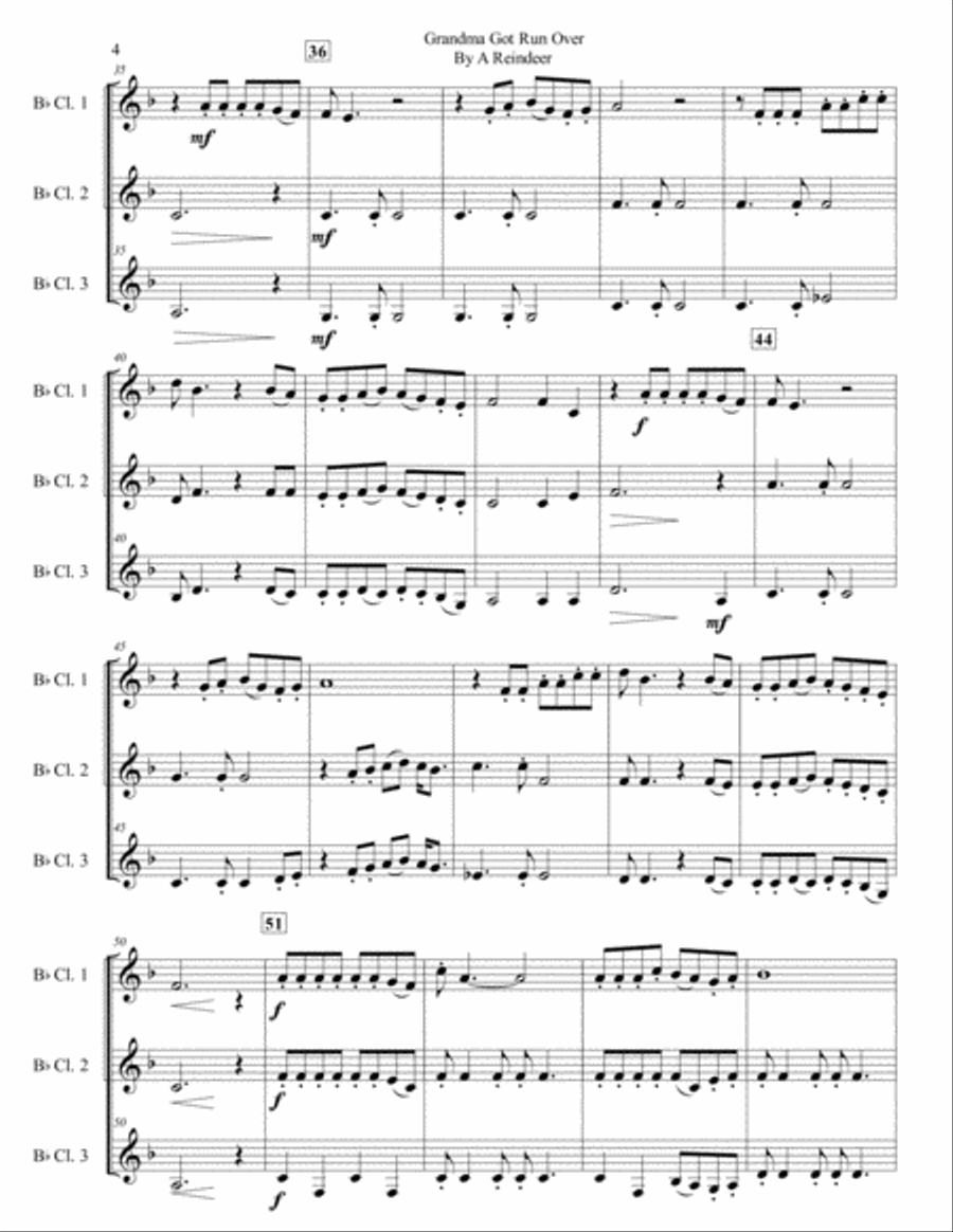 Grandma Got Run Over By A Reindeer Woodwind Trio scores gallery preview page 4
