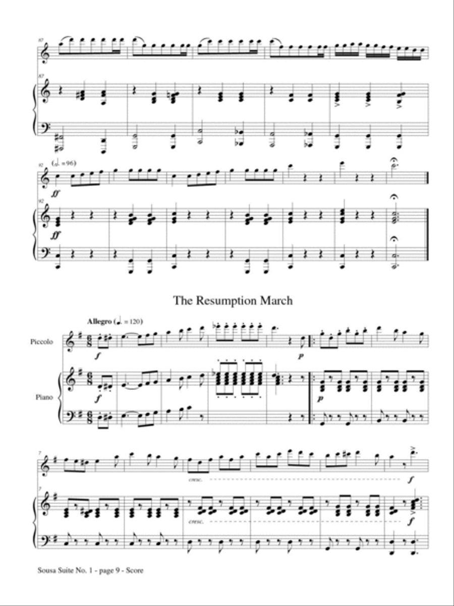 Sousa Suite No. 1 for Piccolo and Piano Piccolo scores gallery preview page 4