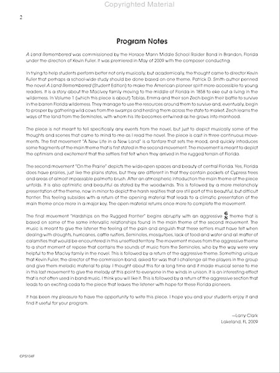 A Land Remembered A Land Remembered Concert Band scores gallery preview page 3