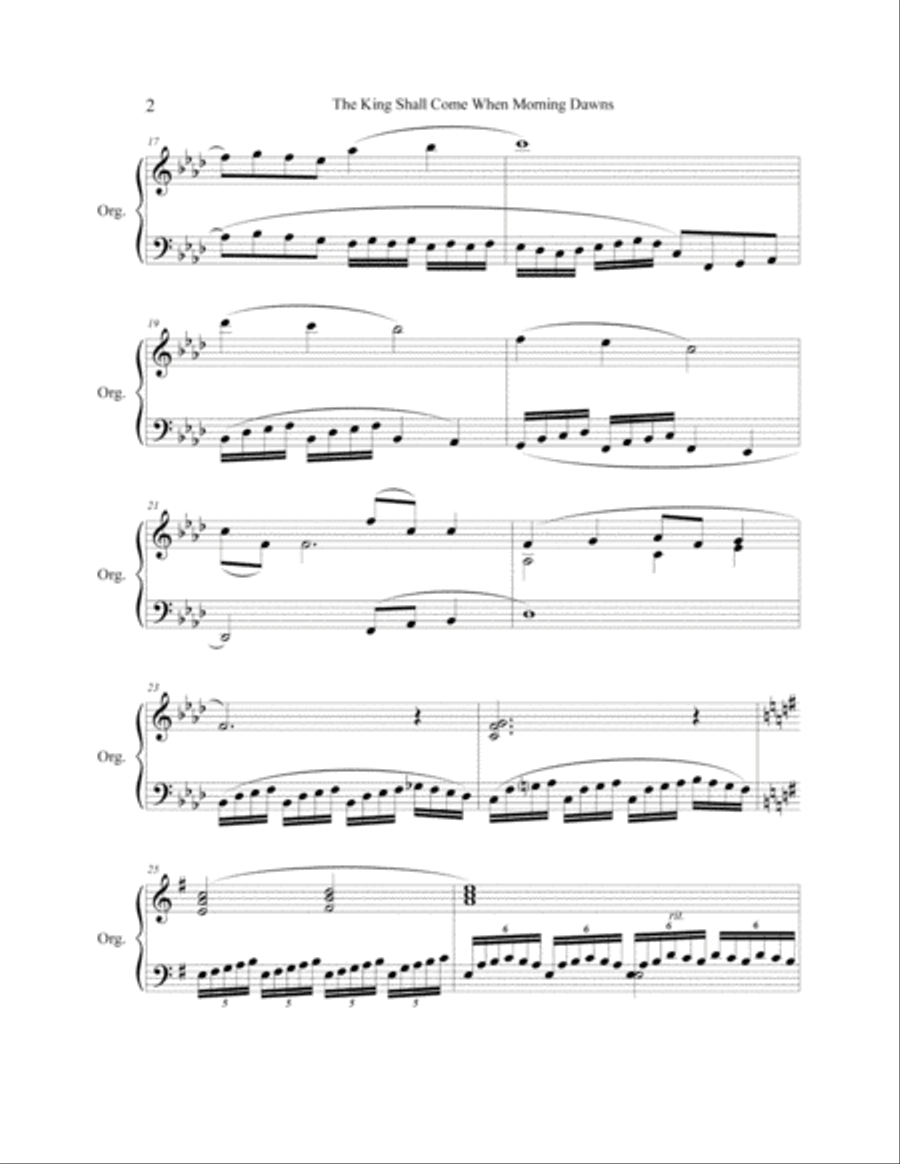 The King Shall Come When Morning Dawns Organ Solo scores gallery preview page 3