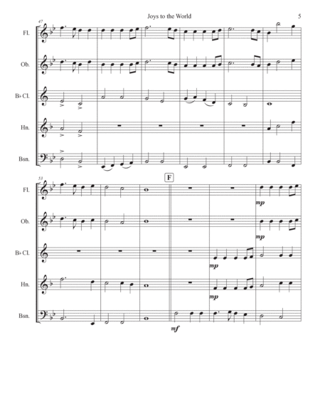 Joys to the World (Christmas Carols) for Woodwind Quintet image number null