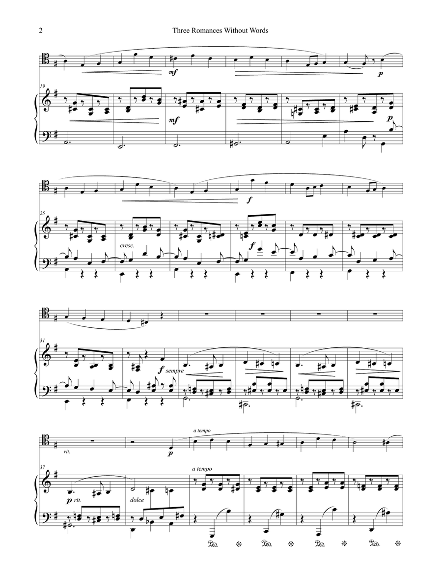 Three Romances Without Words Opus 17 for Trombone and Piano Piano scores gallery preview page 5
