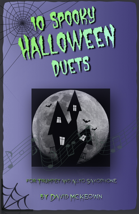 Book cover for 10 Spooky Halloween Duets for Trumpet and Alto Saxophone