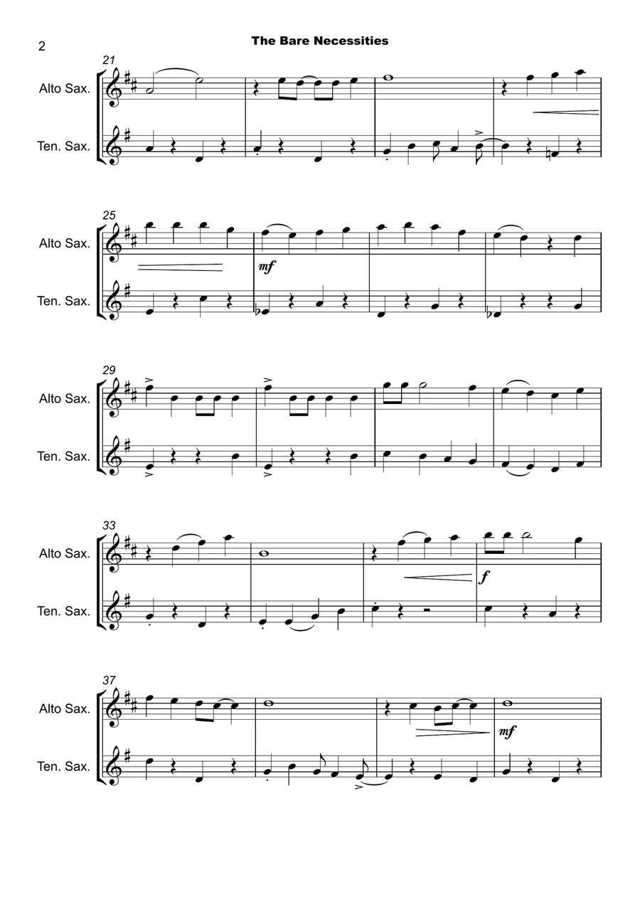 The Bare Necessities from THE JUNGLE BOOK Woodwind Duet scores gallery preview page 3