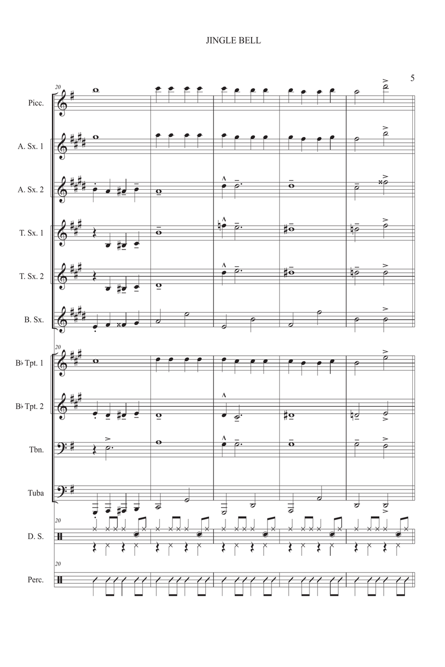 Jingle Bells For Jazz Band Jazz Ensemble scores gallery preview page 5