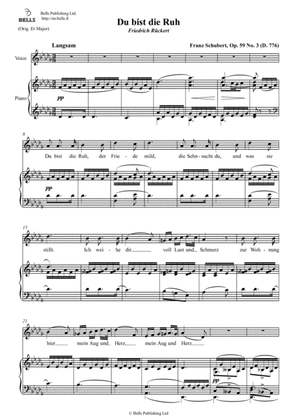 Book cover for Du bist die Ruh, Op. 59 No. 3 (D. 776) (D-flat Major)
