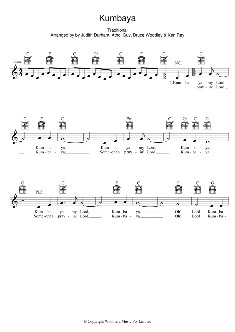 Kumbaya Kumbaya Piano scores gallery preview page 1