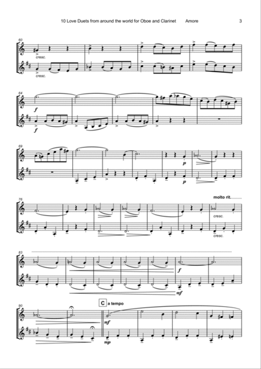 10 Love Duets for Oboe and Clarinet