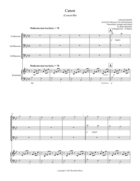 Canon (Pachelbel) (Bb) (Bassoon Trio, Keyboard)