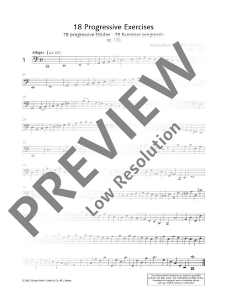 18 Progressive Exercises Cello scores gallery preview page 12