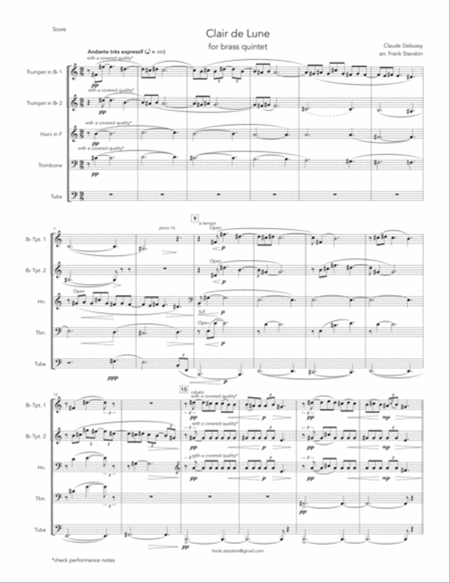 Clair de Lune for Brass Quintet Brass Quintet scores gallery preview page 3