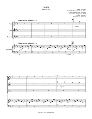 Canon (Pachelbel) (Bb) (Woodwind Trio - 1 Flute, 1 Oboe, 1 Bassoon), Keyboard)