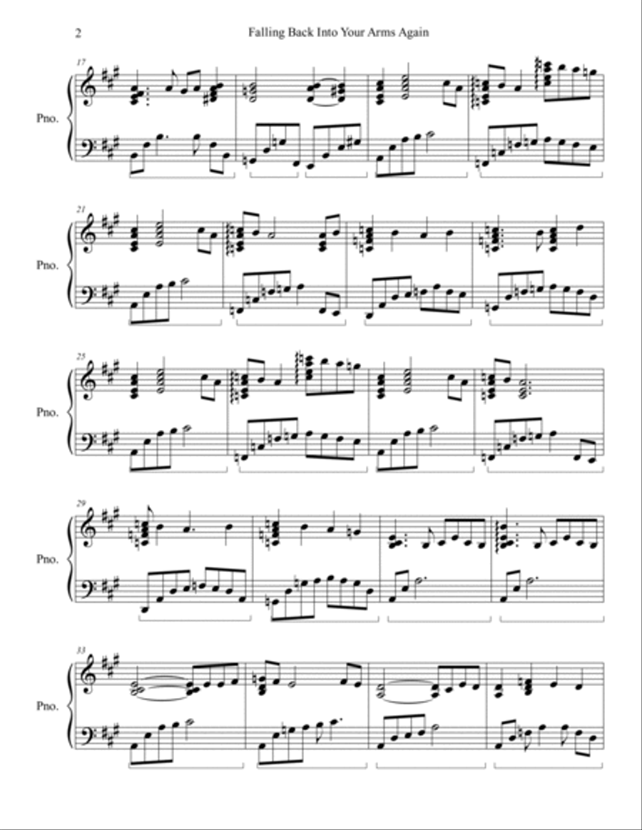 Falling Back Into Your Arms Again Piano Solo scores gallery preview page 2