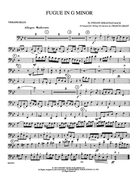 Fugue in G Minor (The "Little"): Cello