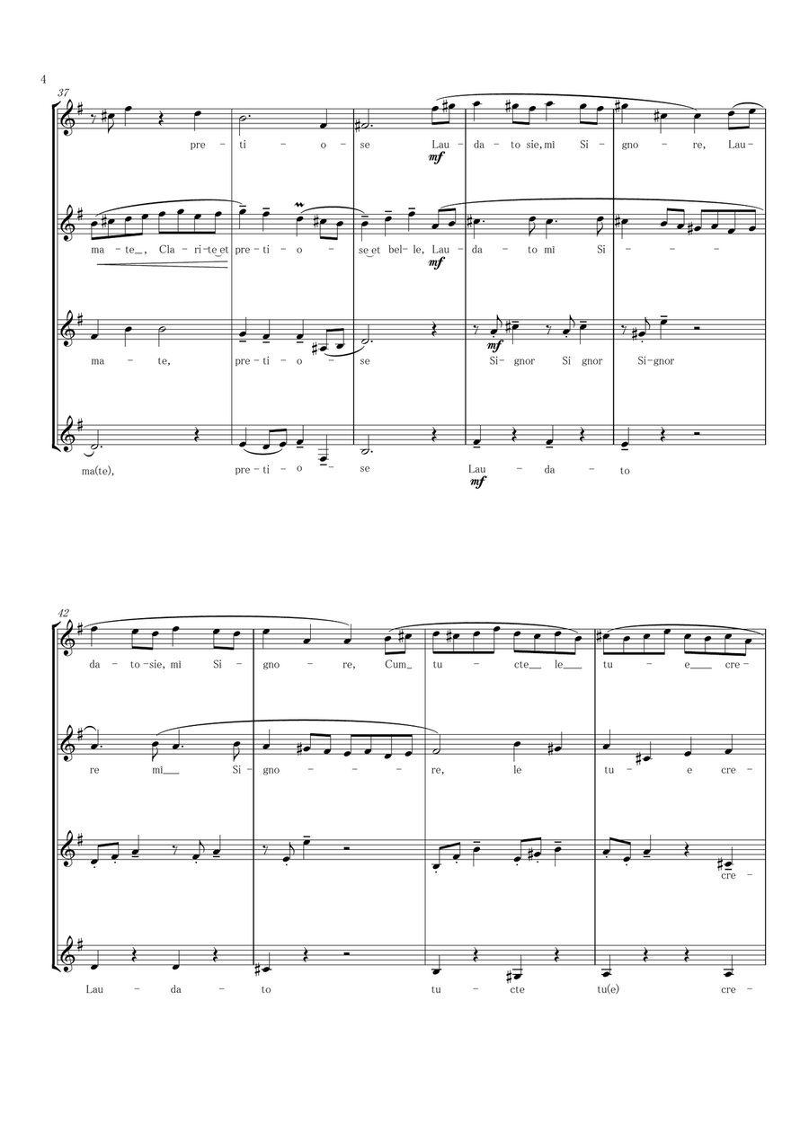 Aria from Magnificat G. P. Telemann Female Quartet A Cappella scores gallery preview page 4