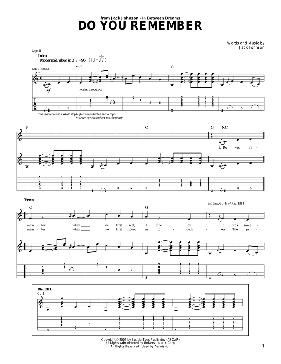Do You Remember Acoustic Guitar scores gallery preview page 1