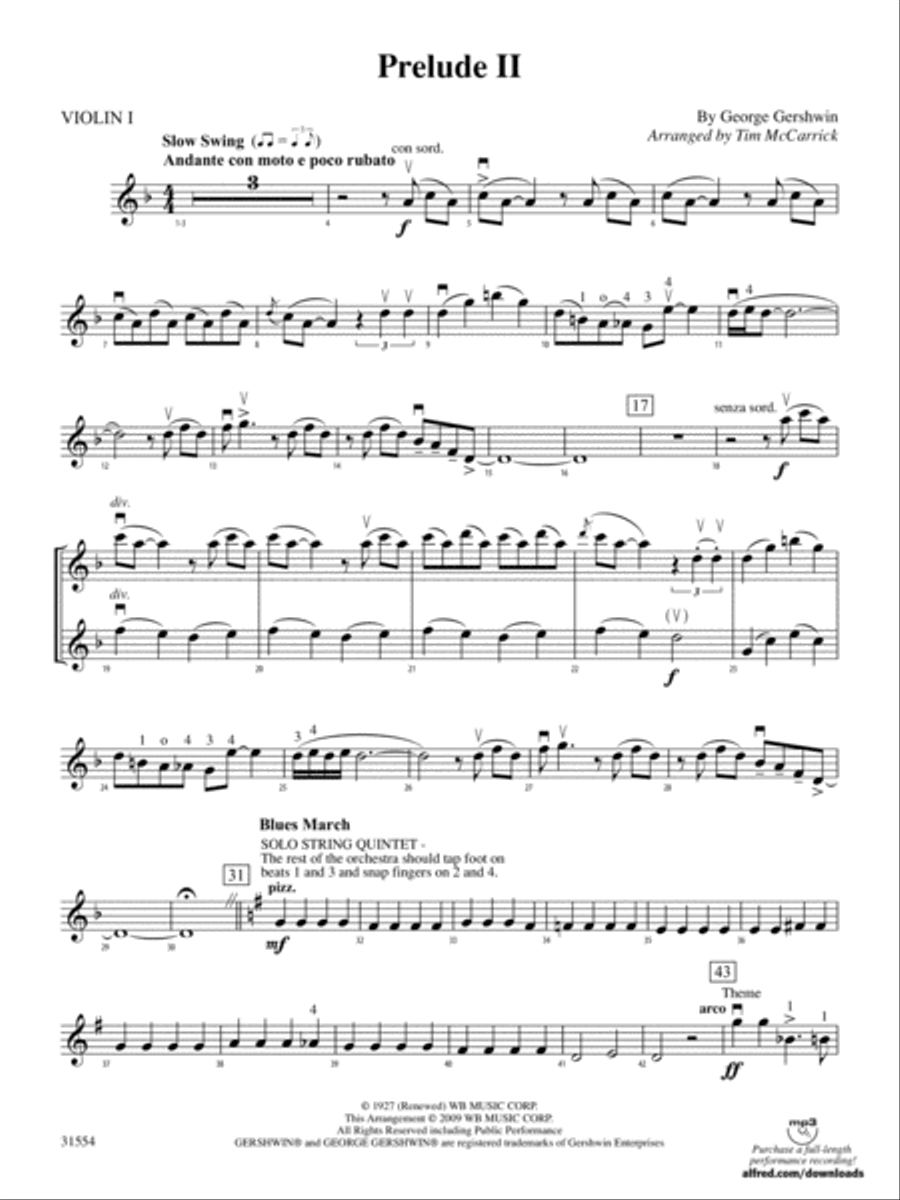 Prelude II: 1st Violin String Orchestra scores gallery preview page 1
