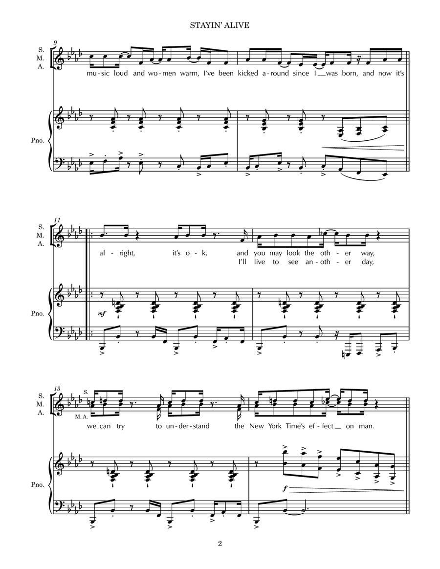 Stayin' Alive SSA scores gallery preview page 2