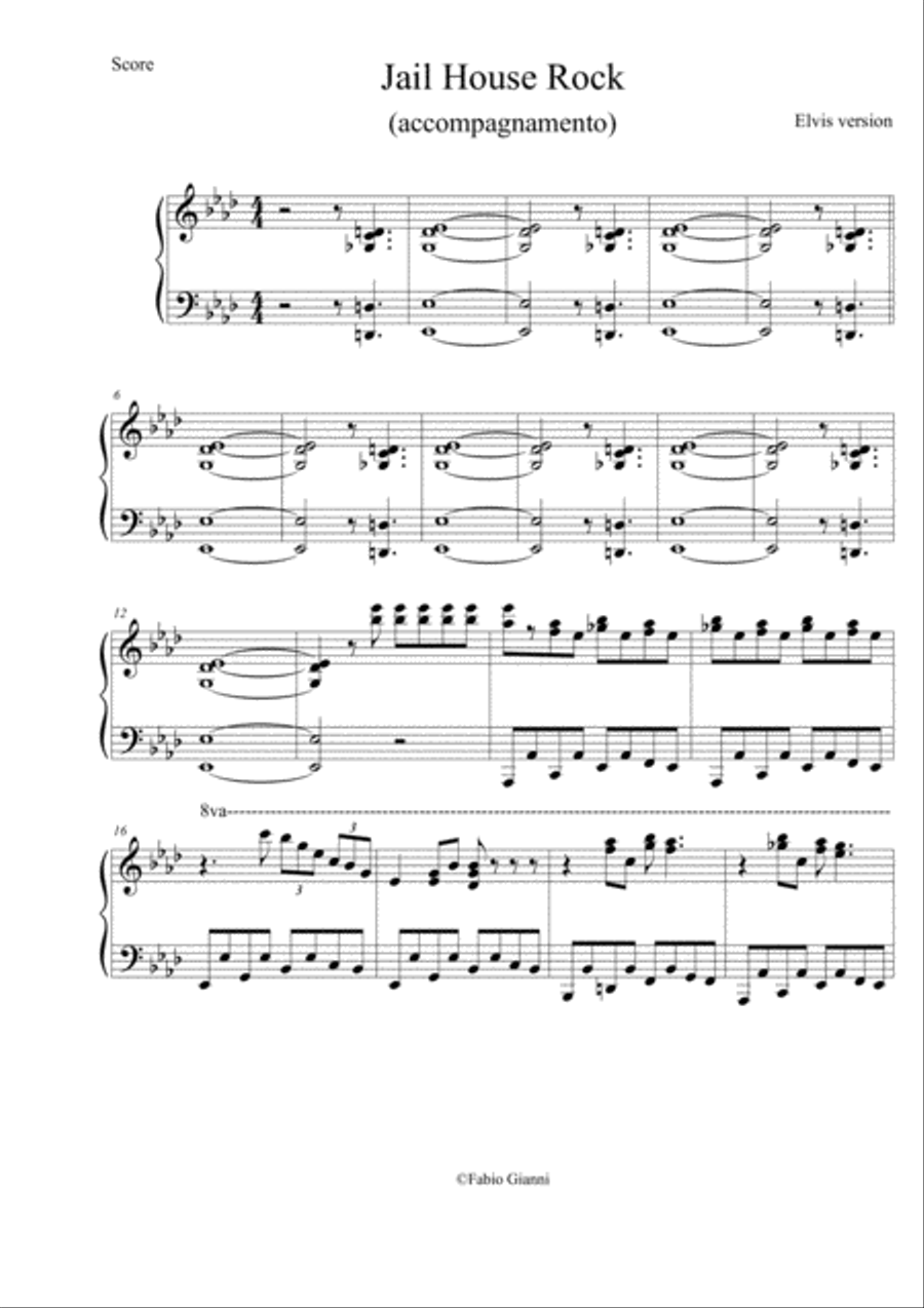 Jailhouse Rock Piano Solo scores gallery preview page 1