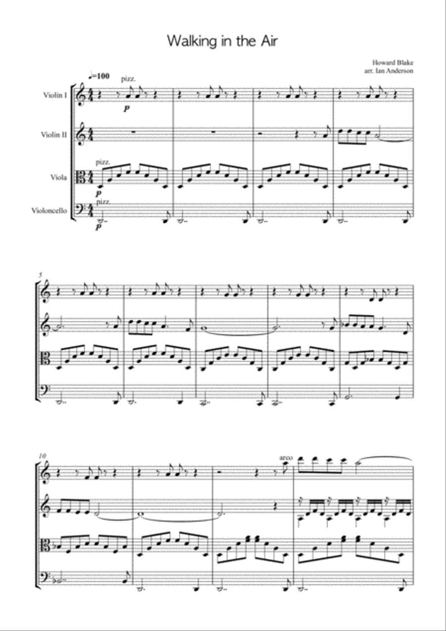 Walking In The Air Walking In The Air String Quartet scores gallery preview page 1