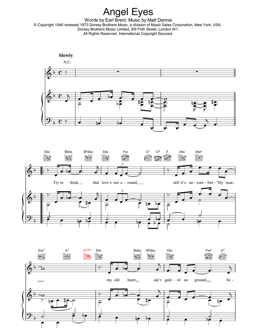 Angel Eyes Angel Eyes Piano Solo scores gallery preview page 1