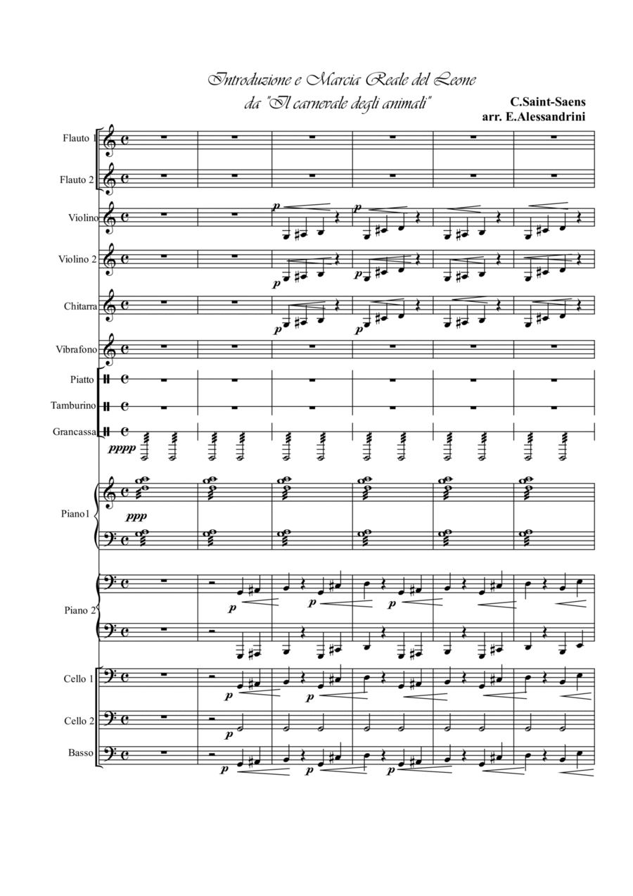 Carnival of the animals: 1- Introduction and Real Lions March Small Ensemble scores gallery preview page 1